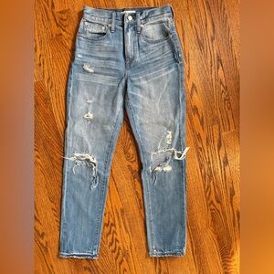 Madewell Distressed Straight Leg Jeans in Blue
